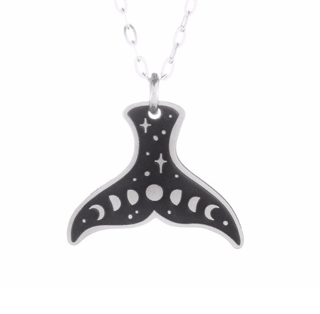 Moon Phase Tail Silver Necklace - Premium Necklace from Bearded Jeweler - Just $52! Shop now at Three Blessed Gems