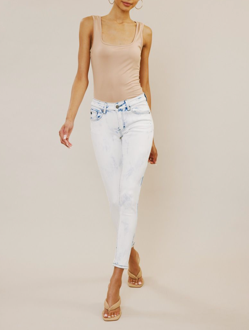 Mid Rise Acid Wash Skinny Jean - Premium Jeans from KANCAN - Just $35.40! Shop now at Three Blessed Gems