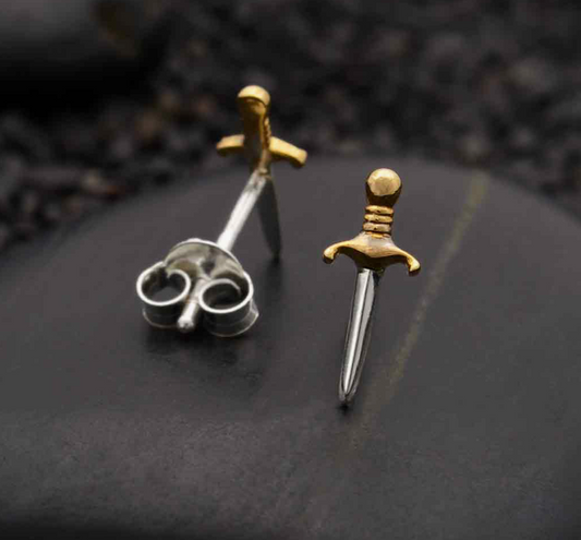 Mixed Metal Mini Dagger Earring - Premium Earrings from Nina Designs - Just $31! Shop now at Three Blessed Gems