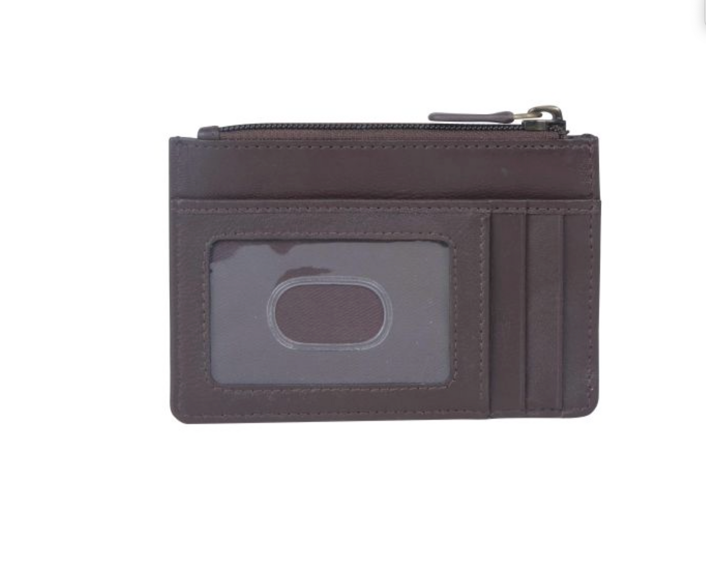 Cowhide & Leather Zip Card Holder