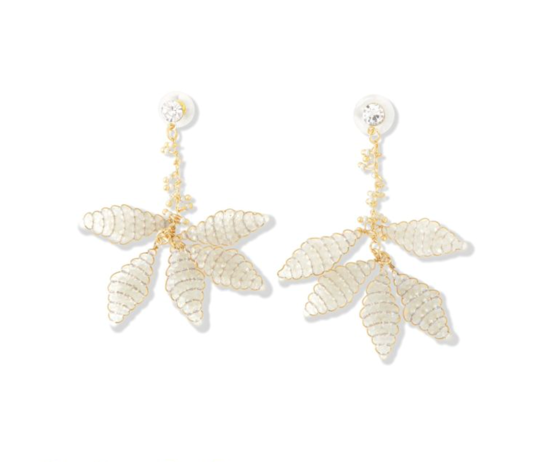 White Beaded Chandelier Gold Earring - Premium Earrings from Myra - Just $34! Shop now at Three Blessed Gems