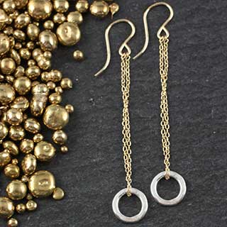 Heavy Hammered Ring Chain Earrings