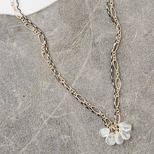 Moonstone Cluster Mixed Metal Necklace - Premium Necklace from Original Hardware - Just $160! Shop now at Three Blessed Gems
