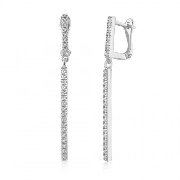 Line CZ 24K White Gold Earrings - Premium Earrings from Kebella - Just $78! Shop now at Three Blessed Gems
